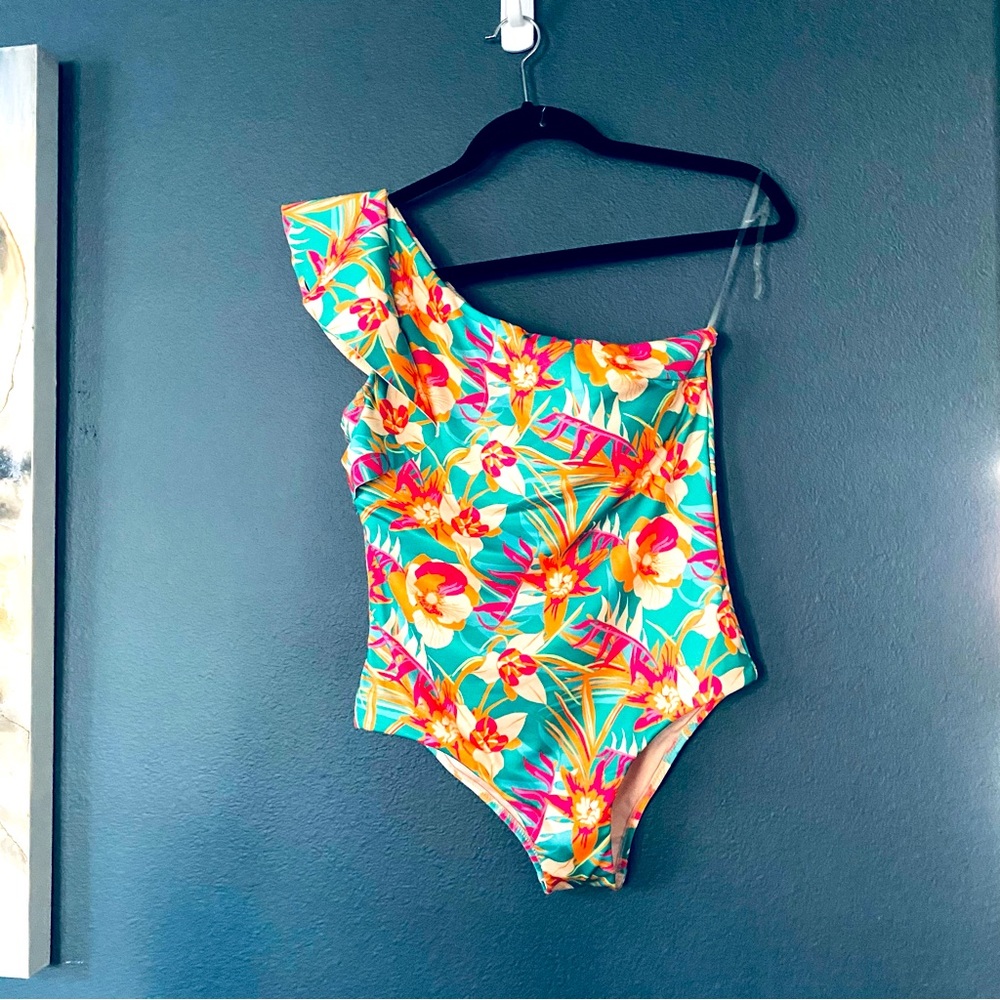 Womens one piece shoulder swimsuit size 12 Maree Maree bright tropical brand new
